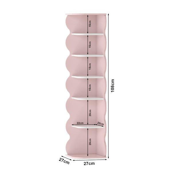 Kinder-Eckregal Vestnes 108x27x27 cm Cotton Candy/Weiß [en.casa]
