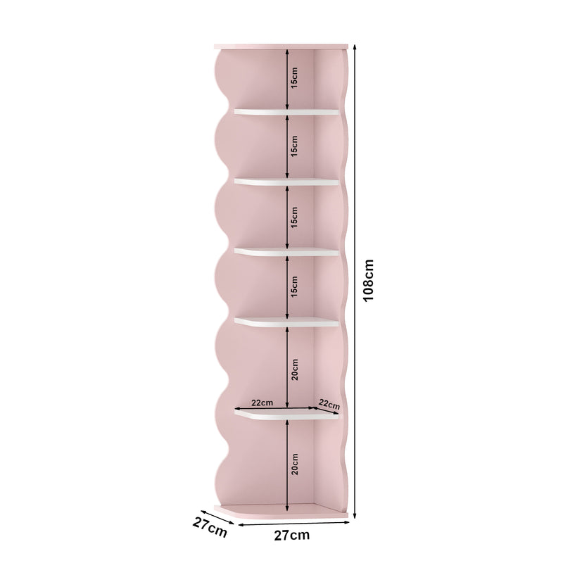 Schizzo in scala Scaffale Angolare Vestnes per Cameretta 108 x 27 x 27 cm - Rosa / Bianco [en.casa]