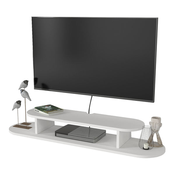 Mobile Porta TV Targema da Parete a Forma Ellittica 120 x 30 x 16 cm - Bianco [en.casa]