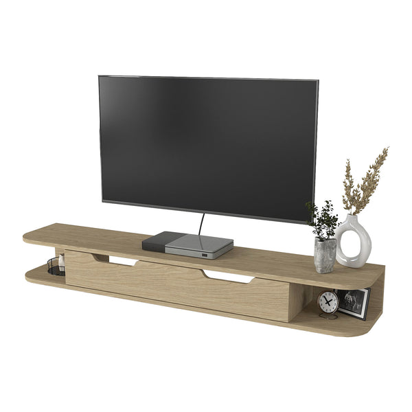 Meuble TV Karjali mural 150 x 30 x 19 cm effet chêne [en.casa] 