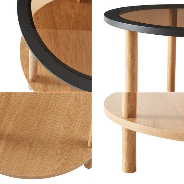 Table d'appoint Latama verre trempé de 6 mm 51 x 45 cm bronze noir naturel [en.casa]