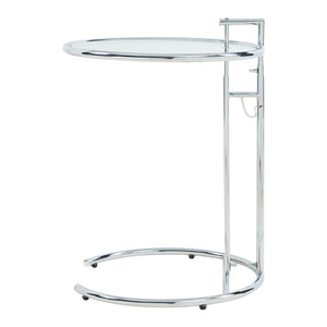 Table d'appoint Stare réglable en hauteur 50 x 57-77 cm transparent / chrome [en.casa] 