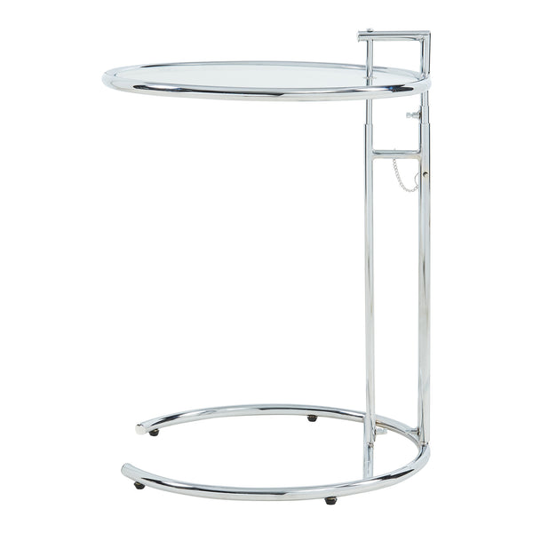 Table d'appoint Stare réglable en hauteur 50 x 57-77 cm transparent / chrome [en.casa] 