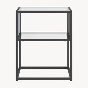 Table d’appoint Tronevn avec plateau en verre 50 x 40 x 40 cm noir [en.casa]