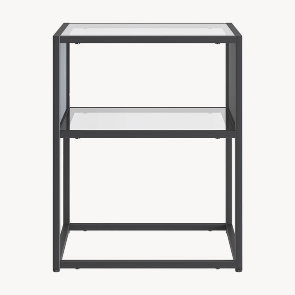 Table d’appoint Tronevn avec plateau en verre 50 x 40 x 40 cm noir [en.casa]