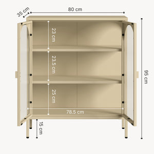 Vetrina-Sideboard Klippestad Acciaio 95x80x35 cm Colore cammello [en.casa]