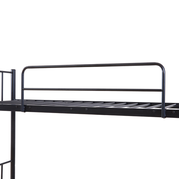 Lit superposé en métal Berimma avec 2 matelas 90 x 200 cm noir [en.casa] 