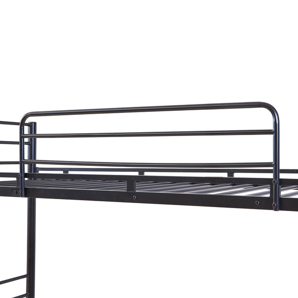 Lit superposé en métal Bevapis avec 2 matelas 90 x 200 cm noir [en.casa] 