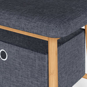 Banc à chaussures Vad bambou 90 x 30 x 45 cm naturel gris [en.casa]