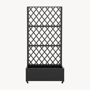 Trennwand Malja mit Blumenkasten Stahl 190x82x38 cm Schwarz [casa.pro]