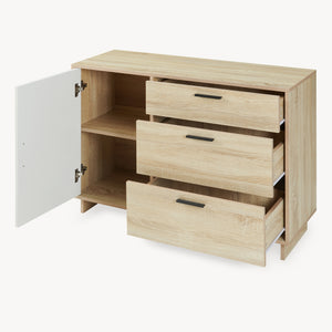 Commode Kenta 100 x 35 x 72 cm effet chêne sonoma blanc [en.casa]