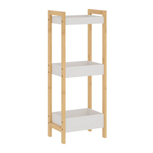 Scaffale da Terra Anun in Bambù Mobile da Bagno con 3 Cestini 78 x 80 x 40 cm - Color Naturale / Bianco [en.casa]