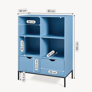 Libreria Colwyn a 4 Ripiani e 2 Cassetti Scaffale da Terra 105 x 80 x 40 cm - Blu [en.casa]