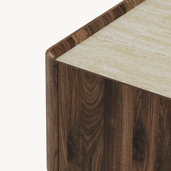 Table basse Trorlon 100 x 50 x 40 cm effet noyer / travertin [en.casa]
