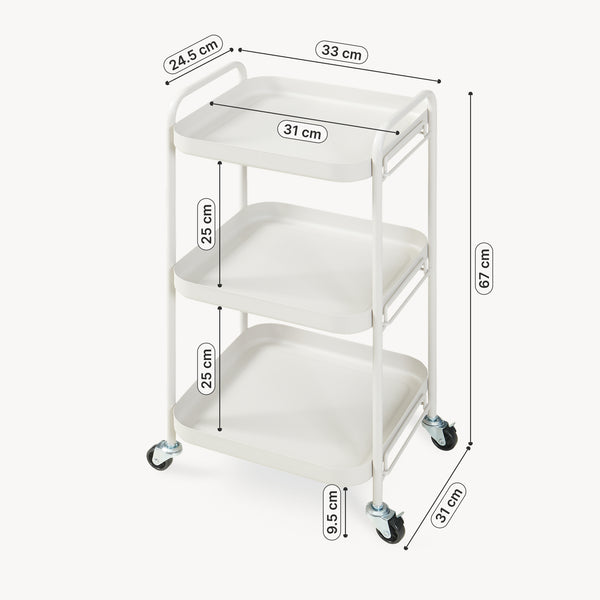 Chariot de service Kelevn 67 x 33 x 31 cm acier gris [en.casa]