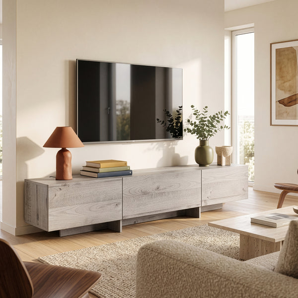 Meuble TV Kapipimso 194 x 31 x 37 cm effet chêne gris [en.casa]