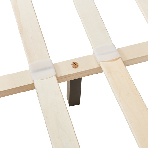 Lit Double Rembourré Albacete Sommier à Lattes Similicuir 140 x 200 cm Noir Corium