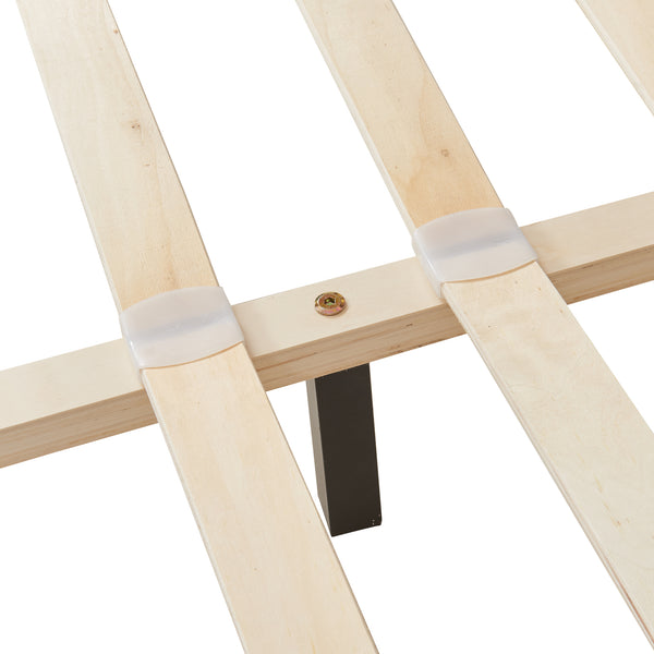 Lit Double Rembourré Albacete Sommier à Lattes Similicuir 160 x 200 cm Noir Corium