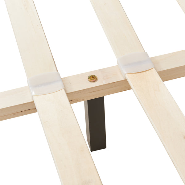 Lit Double Rembourré Albacete Sommier à Lattes Similicuir 180 x 200 cm Gris Foncé Corium