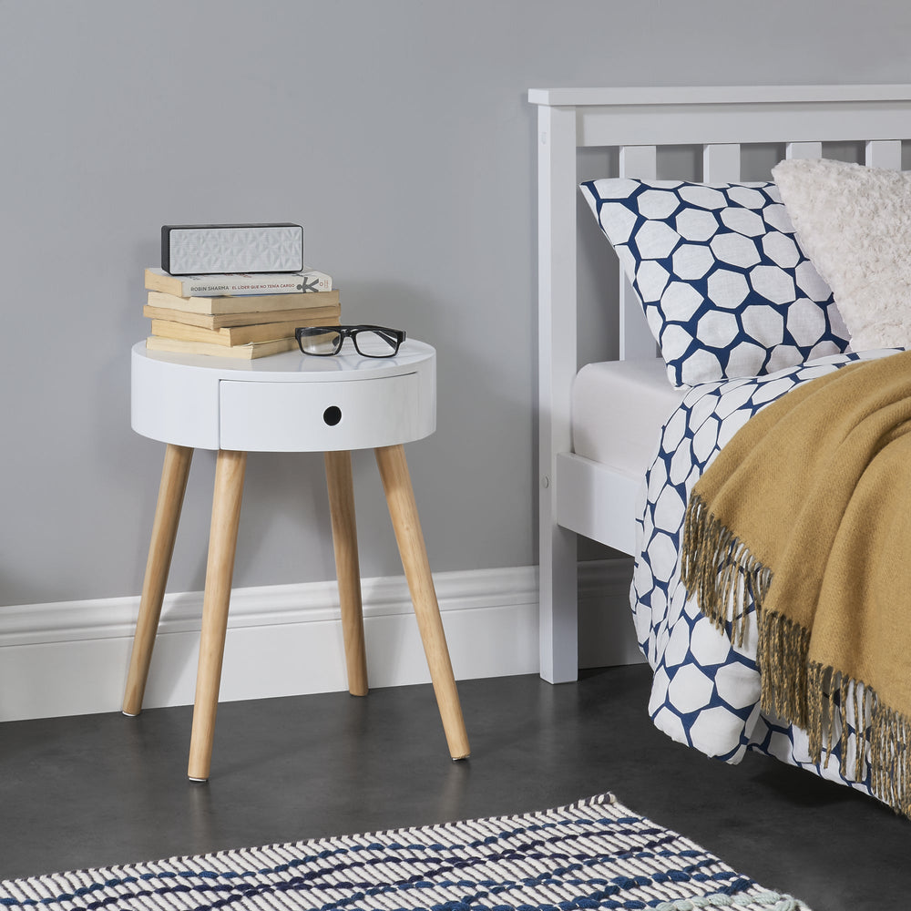 Table de chevet Aurich 50x38x38 cm avec tiroir design rétro blanc en.casa - premiumXL