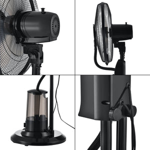Ventilatore a Piantana con Nebulizzatore con 3 Velocitá e Modalitá Oscillazione con Inclinazione Testa Motore 75W Timer a 60 min. - Nero