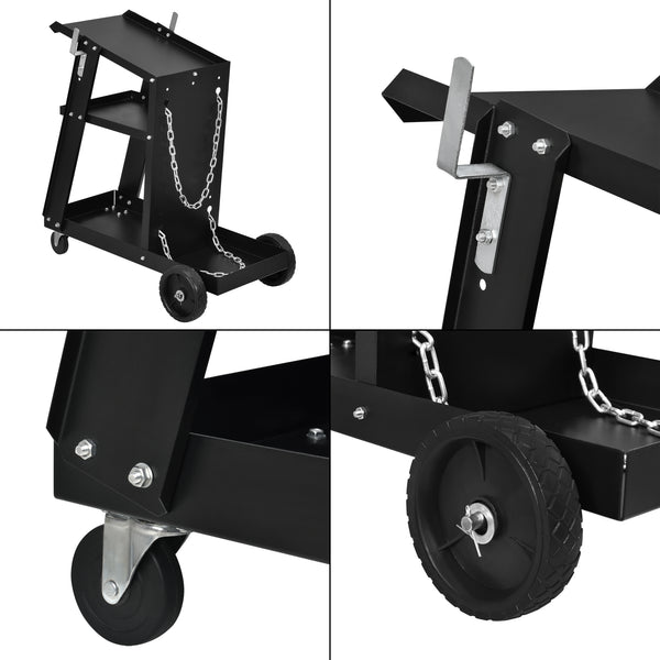 Carrello Porta Saldatrice con 3 Ripiani e Portabombola in Acciaio pro.tec.