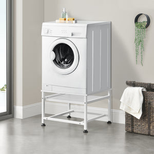 Socle avec Étagère Extensible pour Machine à Laver 63 x 54 x 41 cm Blanc [en.casa]