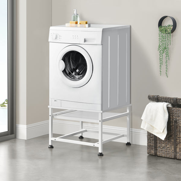 Socle avec Étagère Extensible pour Machine à Laver 63 x 54 x 41 cm Blanc [en.casa]