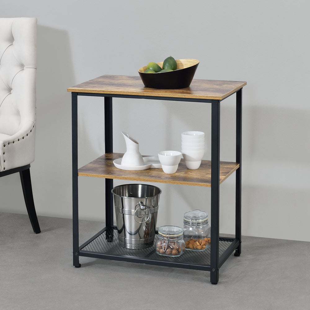 Carrello da portata Freiburg con ripiano Nero/Color legno en.casa - premiumXL