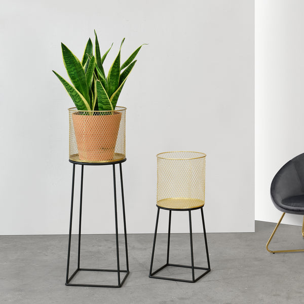 Set de 2 Supports de Plante Meise Métal Noir Doré [en.casa]