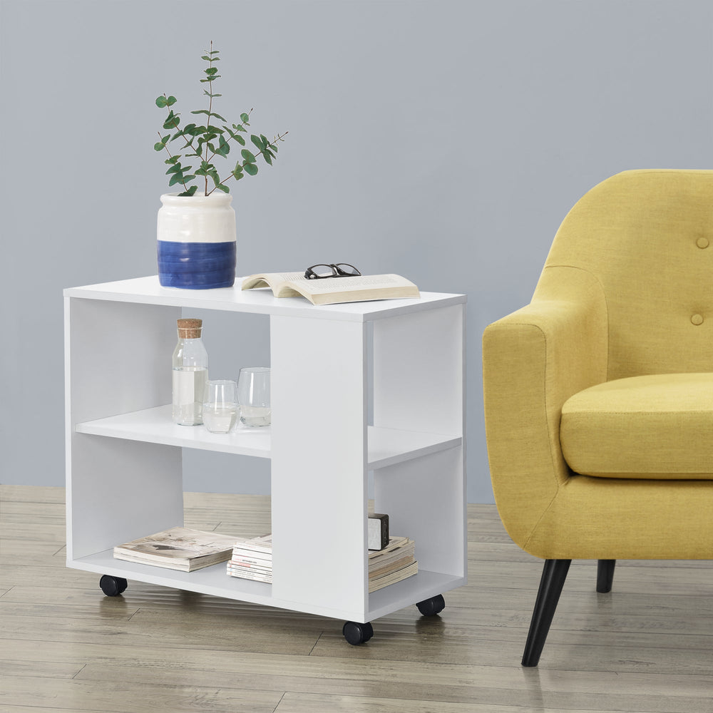Tavolino da salotto Älvdalen 60x70x35 cm ripiano aggiuntivo e ruote bloccabili bianco en.casa - premiumXL