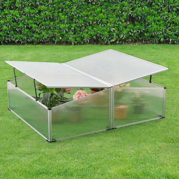 Châssis de Jardin Mossel Double Relevable Polycarbonate 100x120x40 cm [en.casa]