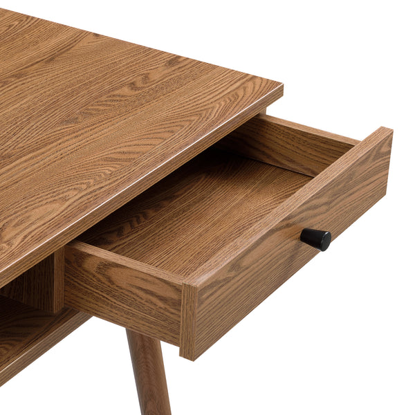 Scrivania Habo Tavolo con Cassetto e Scomparto Semichiuso 74x115x48 cm Color Legno Scuro [en.casa]