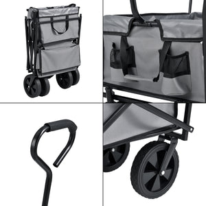 Chariot d'Extérieur Pliable avec Toit pour Jardin à 4 Roues 104 x 52 x 117 cm Noir Gris Foncé pro.tec