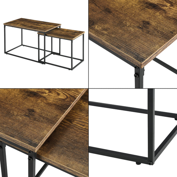 Set de 2 tables basses gigognes Härnösand effet bois foncé [en.casa]
