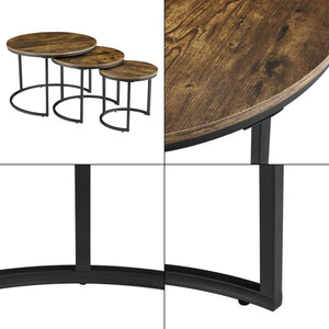 Lot de 3 tables basses gigognes Arvidsjaur Effet bois foncé Rondes [en.casa]