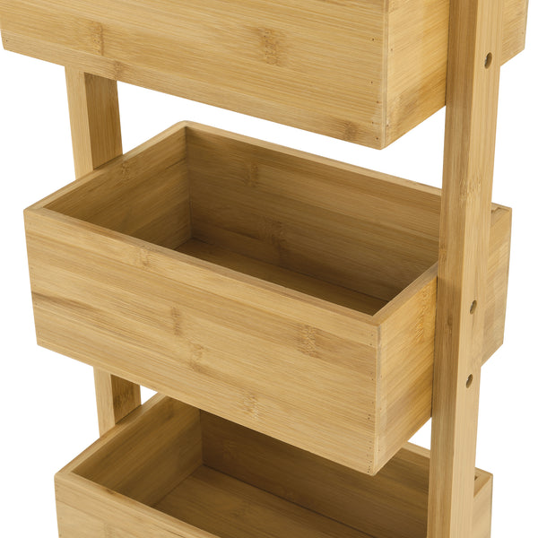 Badregal Bardu mit 4 Ablagefächer 28x16x88cm Bambus [en.casa]