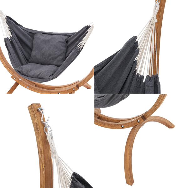 Hamac avec Cadre en Bois Grevena 155 x 106 x 143 cm [en.casa]