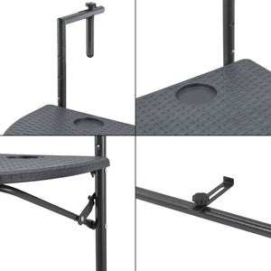 Table de balcon suspendue Cicala rabattable et réglable en hauteur 83,5 x 60 x 64 cm [en.casa]