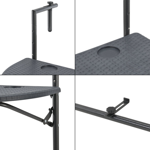Table de balcon suspendue Cicala rabattable et réglable en hauteur 83,5 x 60 x 64 cm [en.casa]