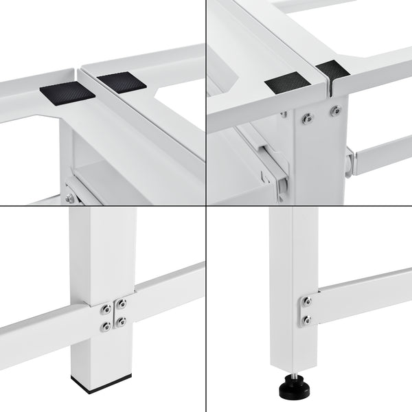 Supporto Doppio Bothel per Lavatrice in Acciaio con Ripiani Estraibili 124 x 54 x 37 cm - Bianco [en.casa]

