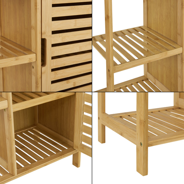 Meuble de rangement Vetlanda avec étagère pour salle de bain bambou [en.casa]
