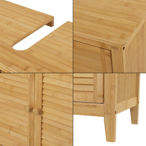 Meuble sous lavabo Värmdö avec 2 portes en bambou 60 x 67 x 30 cm [en.casa]