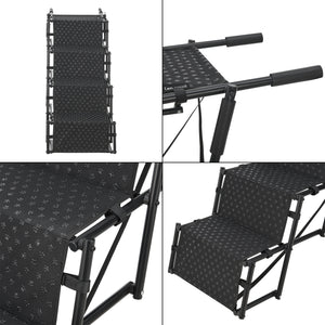 Hundetreppe Colchester 4-stufig bis 55 kg Metall/Polyester [en.casa]