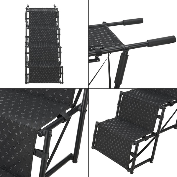 Hundetreppe Colchester 4-stufig bis 55 kg Metall/Polyester [en.casa]