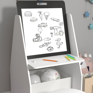 Kindertisch mit Maltafel Ferrol 88x51x49 cm Weiß [en.casa]