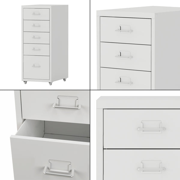 Caisson de bureau Kökar à roulettes avec 5 tiroirs 69 x 28 x 41 cm [en.casa]