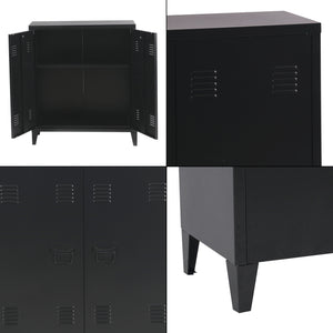 Casier de bureau métallique Oripää à 2 portes 90 x 80 x 33 cm noir mat [en.casa]