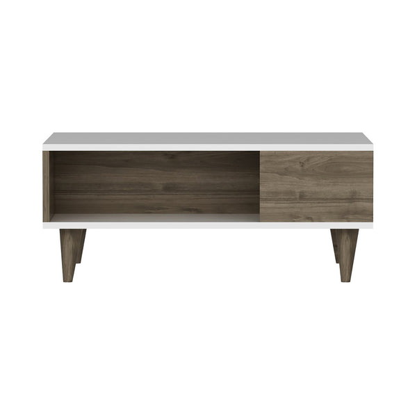 Table basse rectangulaire Grenaa avec espace de rangement blanc / effet noyer [en.casa]