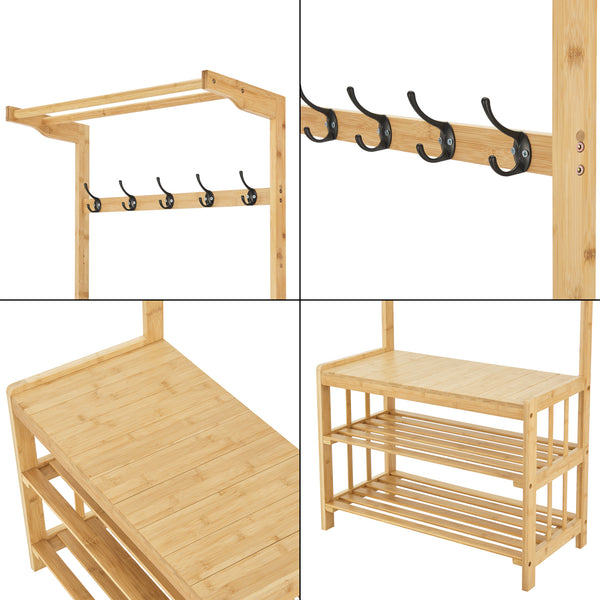 Meuble d'entrée Tornio portemanteau avec banc 168 x 70 x 35 cm [en.casa]